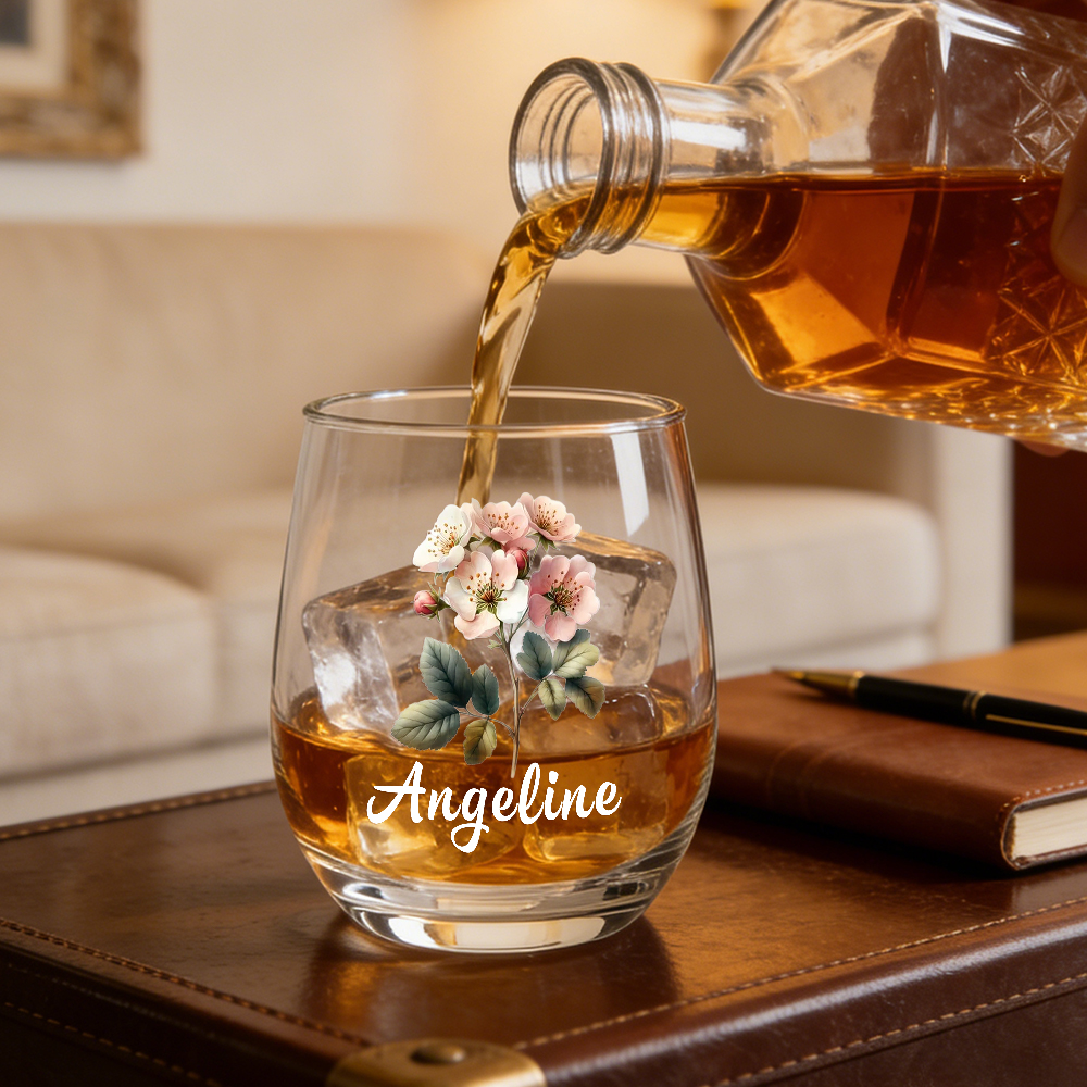Personalized Birth Flower Wine Glass with Name, Custom Mother's Day Gift, Month Flower Birthday Gifts For Her - Image 2