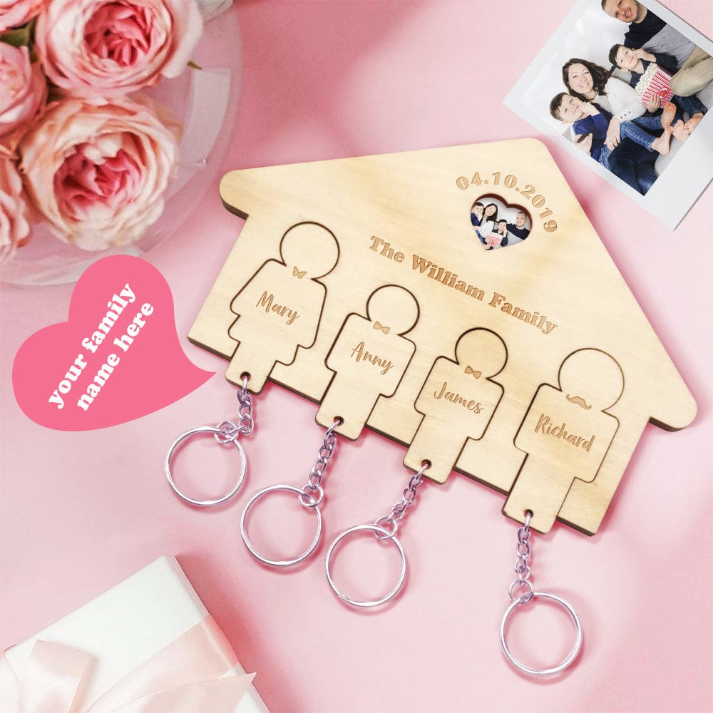Custom Wooden Photo Couples Key Holder Personalized Name Home Decorative Gifts - Image 2