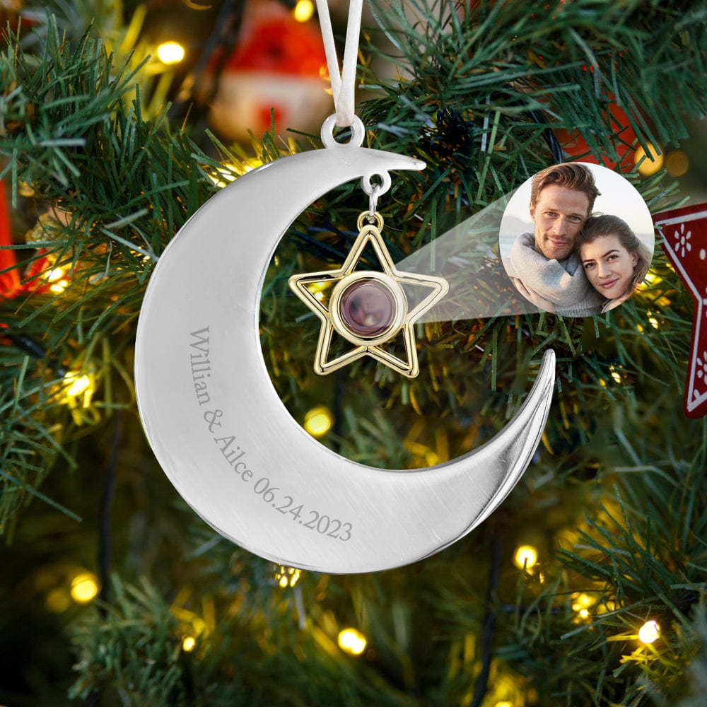 Personalized Projection Ornament Custom Crescent Star Ornament Gifts for Her - Image 2