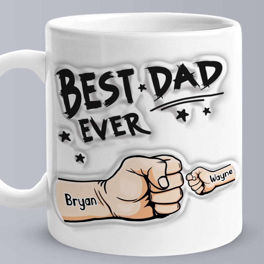 Father's Day Gifts Personalized 1-6 Kids Names 3D Inflated Effect Printed Coffee Mug You are My Best Dad Gifts for Dad