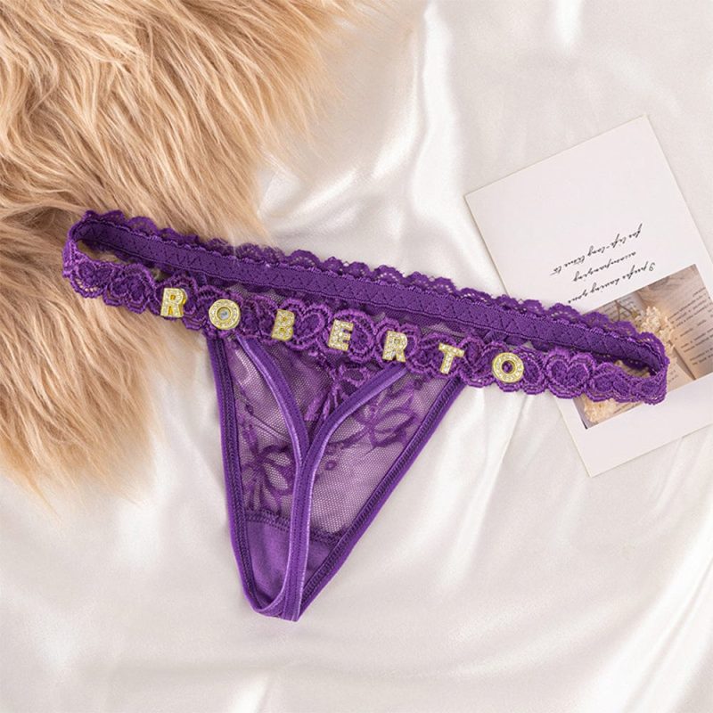 Valentine’s Day Gifts for Her Custom Letter Lace Thongs Custom Name Panties