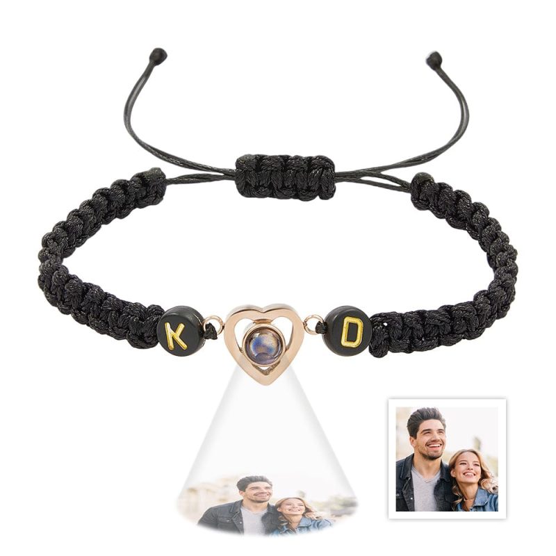 Personalized Braided Photo Projection Bracelet Fishtail Rope Couple’s Bracelet Gifts for Lover