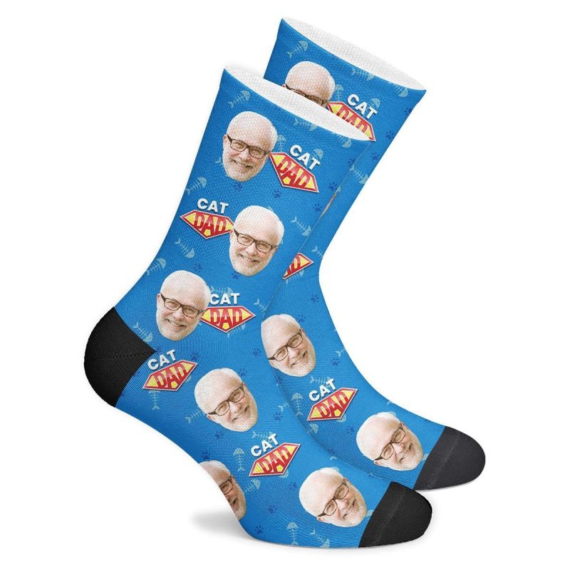 Cat Dad Father’s Day Socks Custom Face Socks Cat Memorial Gift Christmas Gift