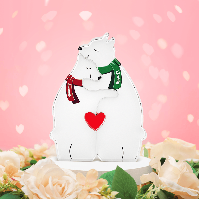 Valentine’s Day Gifts Custom Names Hugging Bear Family Acrylic Bear Family Puzzle Home Decor Gifts