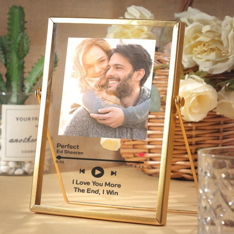 Custom Song Plaque with Golden Frame Personalised Gifts for Him Valentines Day Gifts