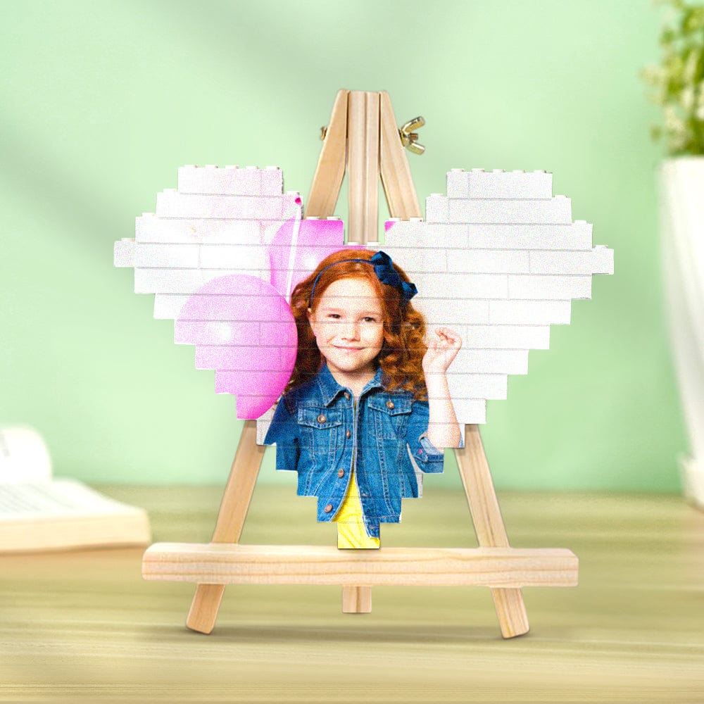 Personalized Building Brick Personalised Photo Block Heart Shaped Gifts for Kids - Image 3