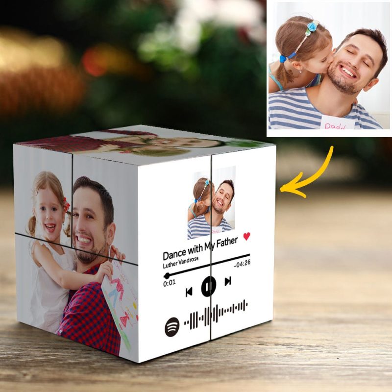 Custom Magic Photo Cube with Spotify Code Picture Cube Gifts For Father