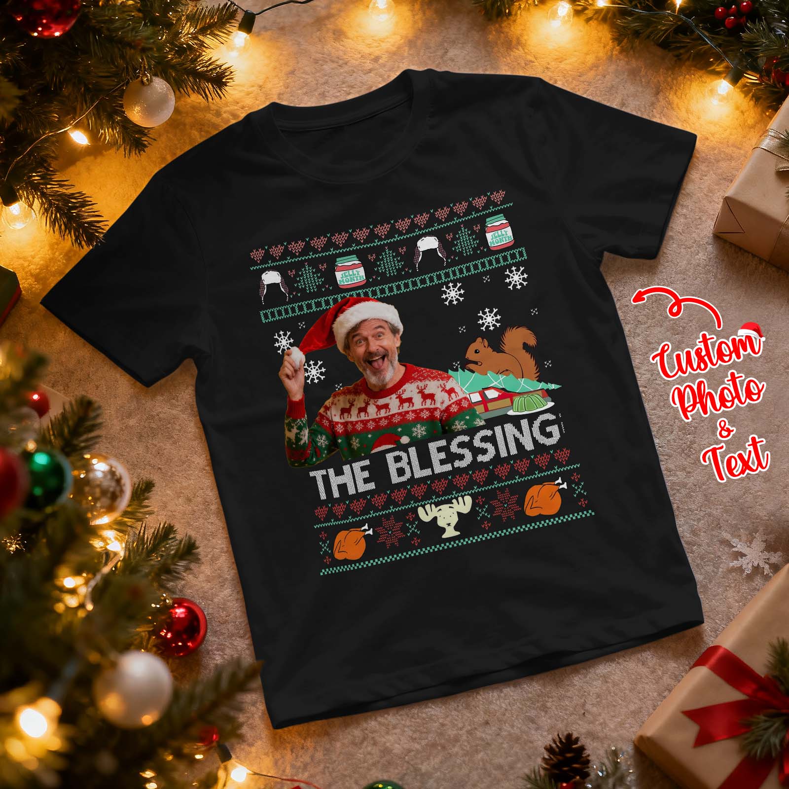 Personalized Photo THE BLESSING Tshirt Custom Photo Text T Shirt Gift Idea Christmas Gift For Family - Image 2