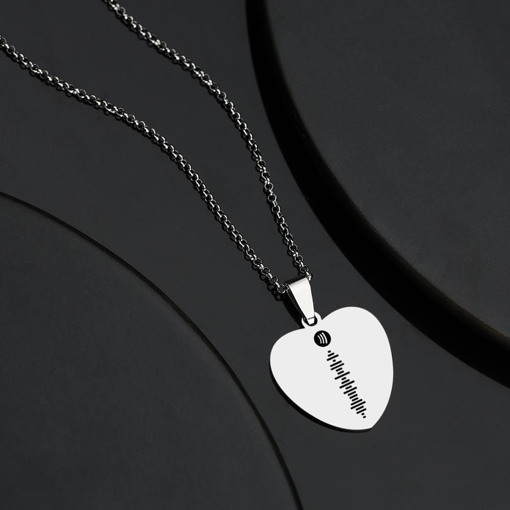 Spotify Necklace Personalized Engrave Photo Necklace Music Code Heart Necklace - Image 2