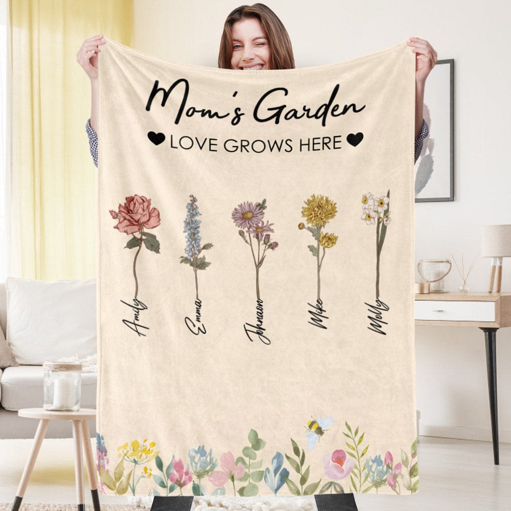 Christmas Gifts Custom Birthday Flower Blanket Personalized Name Blanket Unique Gift