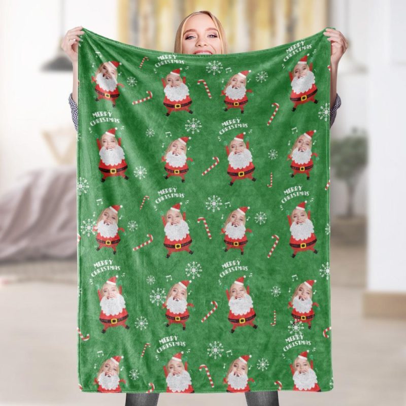 Custom Photo Blanket Christmas Gift – Santa