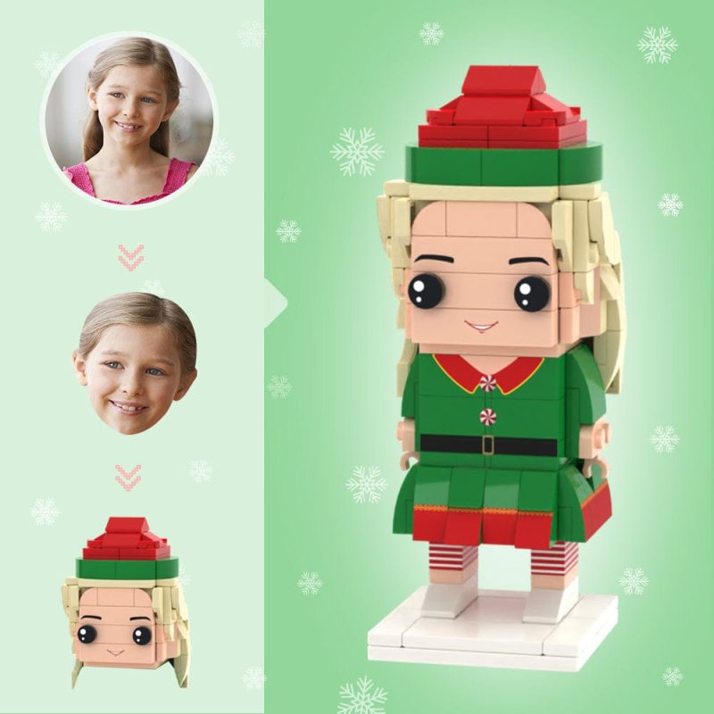 Christmas Gifts Custom Head Brick Figures Personalized Santa’s Elf Brick Figures Small Particle Block Toy