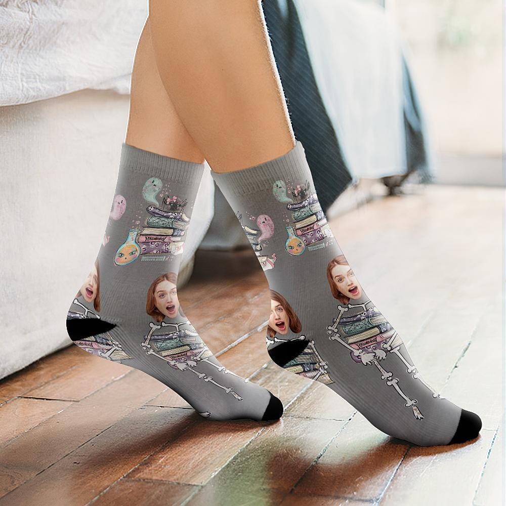 Halloween Face Socks Custom Halloween Skeleton Socks Halloween Gifts for Friends Unisex - Image 2
