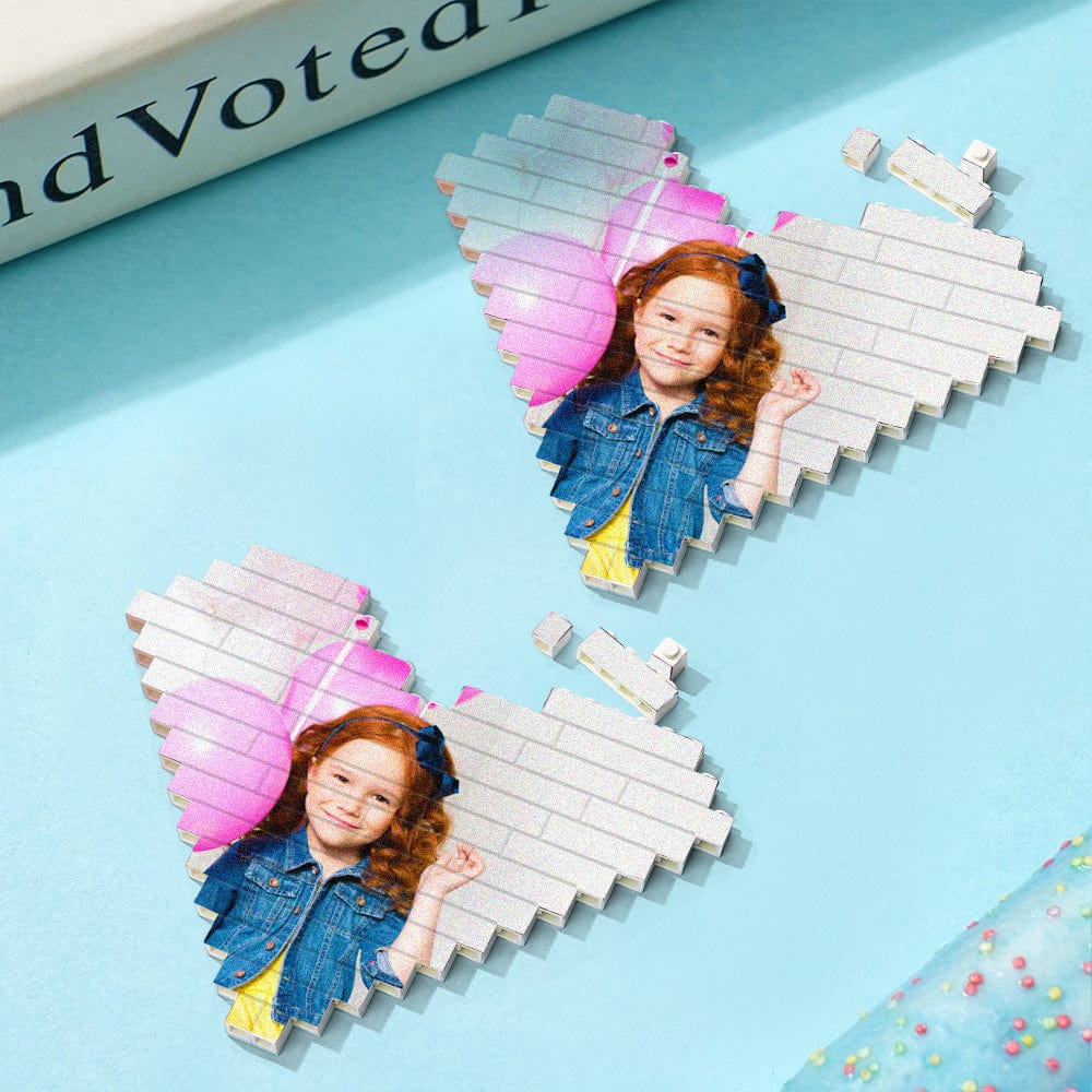 Personalized Building Brick Personalised Photo Block Heart Shaped Gifts for Kids - Image 4