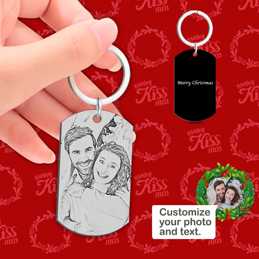 Christmas Gifts Custom Metal Keychain Personalized Photo Keychain with Text - Image 2