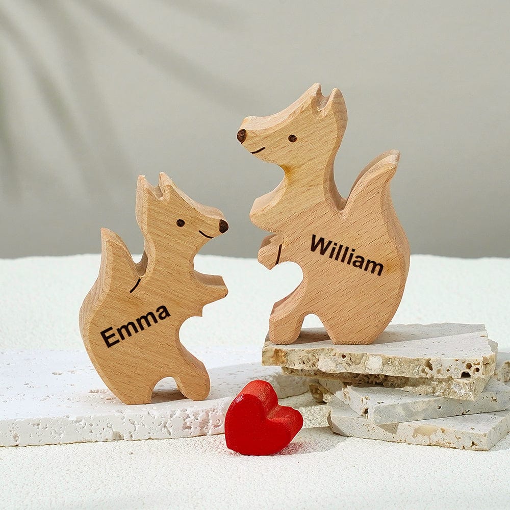 Wooden Fox Family Puzzle Custom Names House Warming Gifts - Image 2
