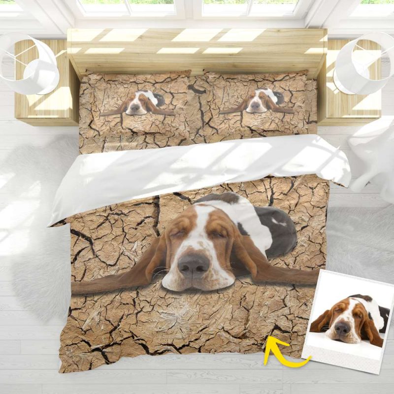 Custom Doona Cover Bed Sheet with Photo Bedroom Gifts for Dog Lovers – Brown