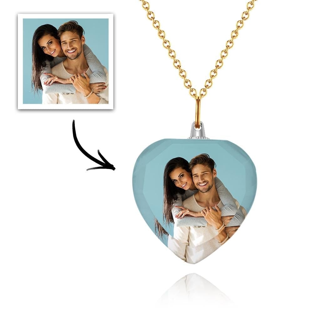 Custom Photo Necklace Personalized Charm Heart Shaped Crystal Valentine's Day Gifts - Image 2