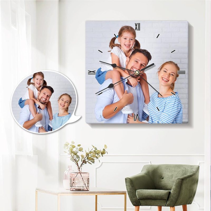 Personalized Photo Clock Custom Photo Personalized Wall Clock Clock Father’s Day Gift For Parent – 20*20cm
