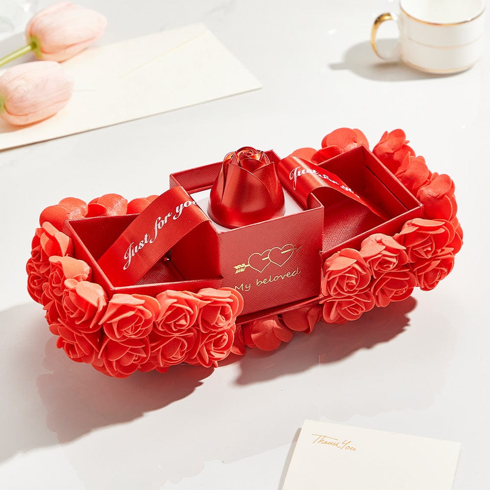 Rose Bouquet Liftable Rose Shaped Jewelry Box Romantic Gift Box - Image 2