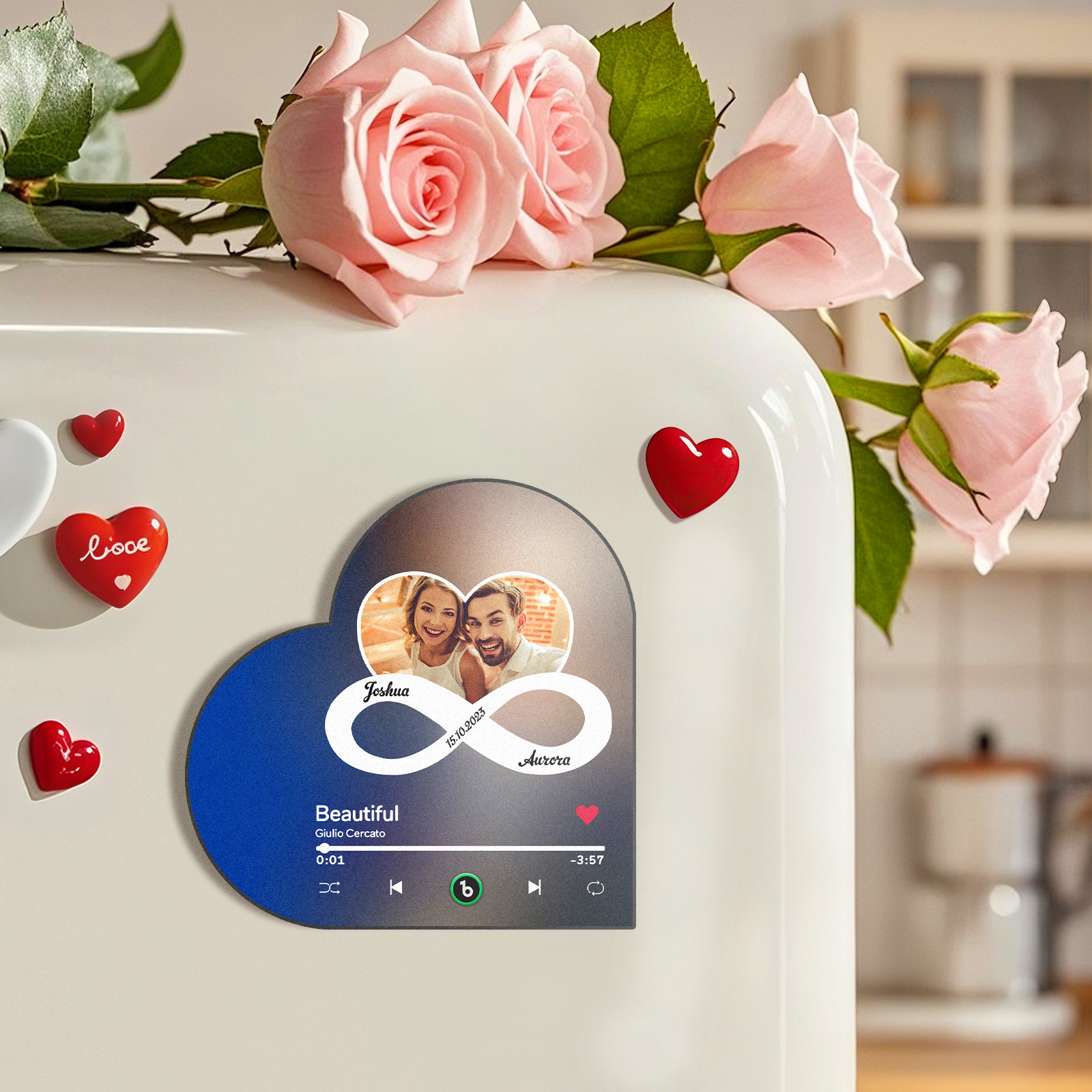 Personalized Heart-Shaped Music Fridge Magnet Forever Love Anniversary Gifts - Image 2