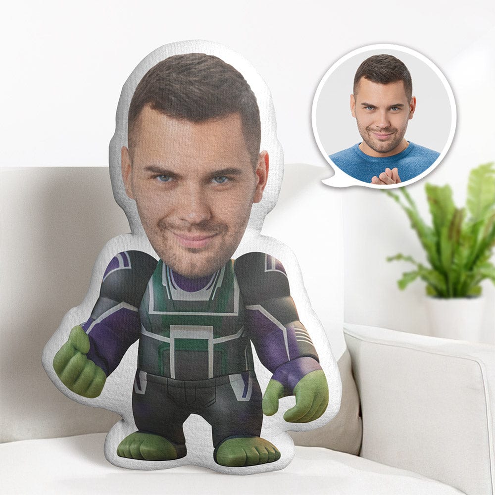 Custom Face Pillow Personalized Photo Pillow Dressed Hulk MiniMe Pillow Gifts for Him