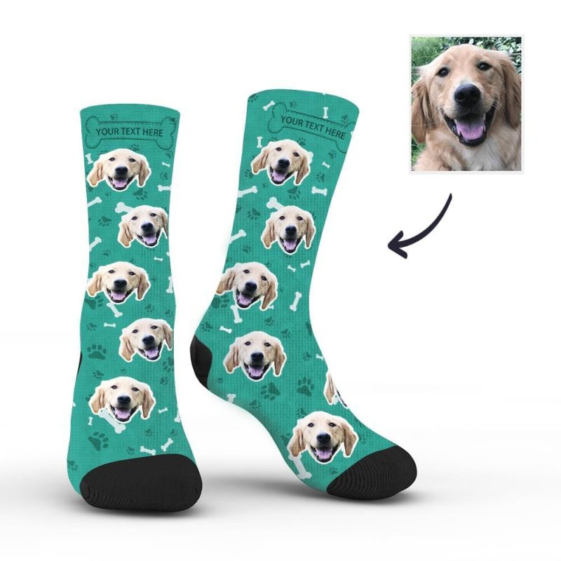 Custom Rainbow Socks Dog With Your Text – Teal