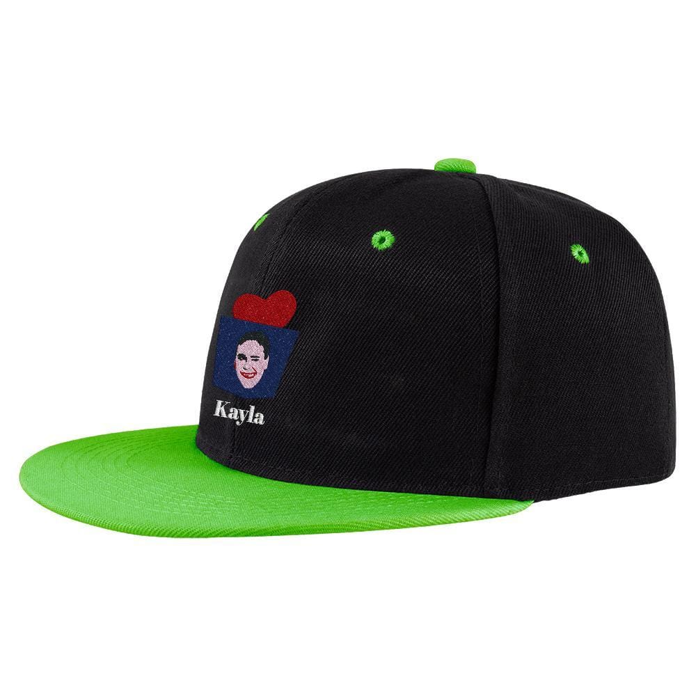 Custom Engraved Photo Baseball Cap Black and Green - Image 2