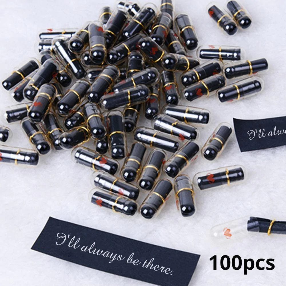 Long Distance Gifts DIY Message in a Bottle Capsule Letter Valentine's Day Gifts - 100 Pcs Black - Image 2