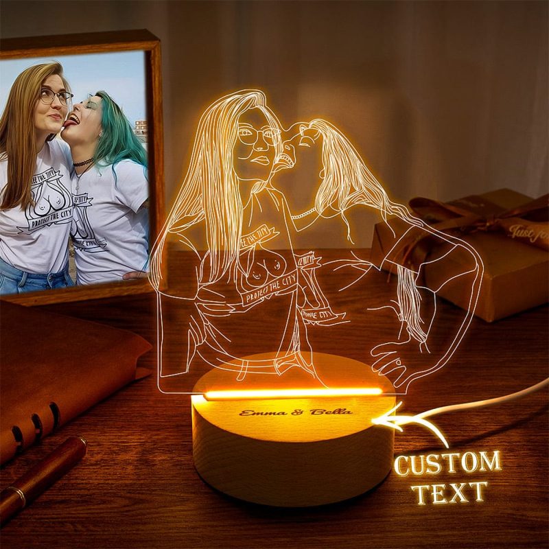 Personalized Gifts for Lesbian Photo Night Light With Text