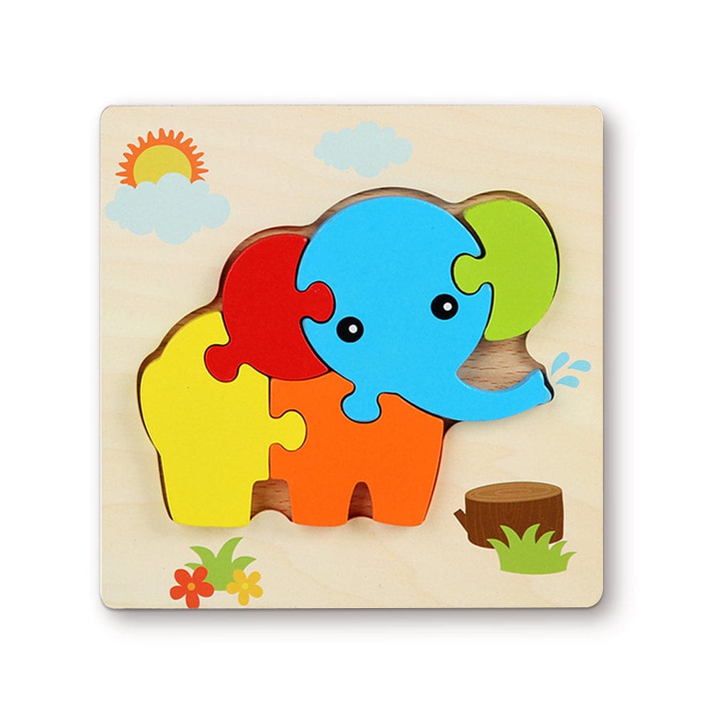 Wooden 3D Jigsaw Puzzle Elephant Shape Puzzles Educational Learning Montessori Toys for Toddlers - Image 2