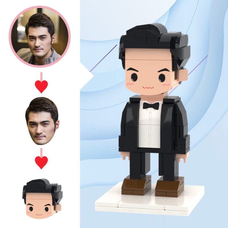 Wedding Gifts Black Dress Brick Figures Custom Head Cute Brick Figures Small Particle Block Toy
