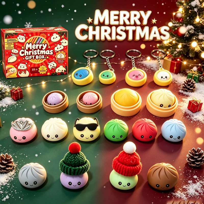 Christmas Dumpling Squishy Keychain Advent Calendar 2026 Soft Slow Rising Dumpling Sensory Stress Toy