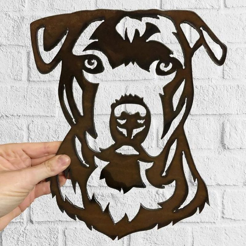 Dog Metal Wall Art Hanging Home Decor Puppy Pet Stafford Shire Bull Terrier
