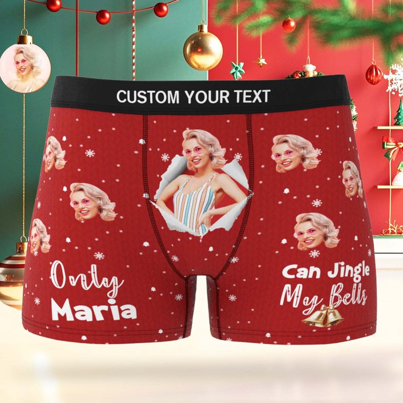 Personalized Face Boxer Men Underwear Christmas Gift Only Can Jingle My Bells Bananas Personalized Photo Funny Men Boxer GiftUS