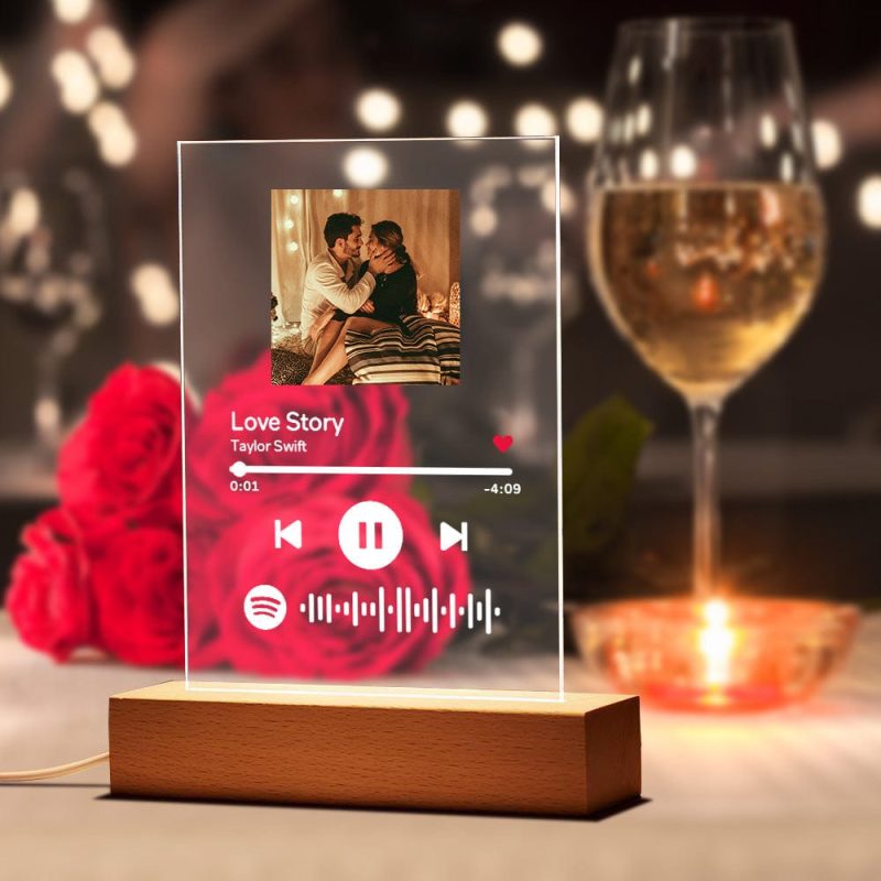 Spotify Glass Plaque Light Custom Music Plaque Song Gift Valentine’s Day Gift