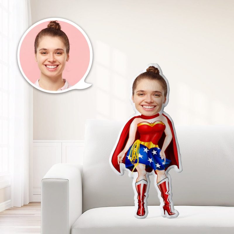 Personalized Photo Face Dolls My Face On Pillows Custom Cheerleader Dolls In A Beautiful Cloak Throw Pillow