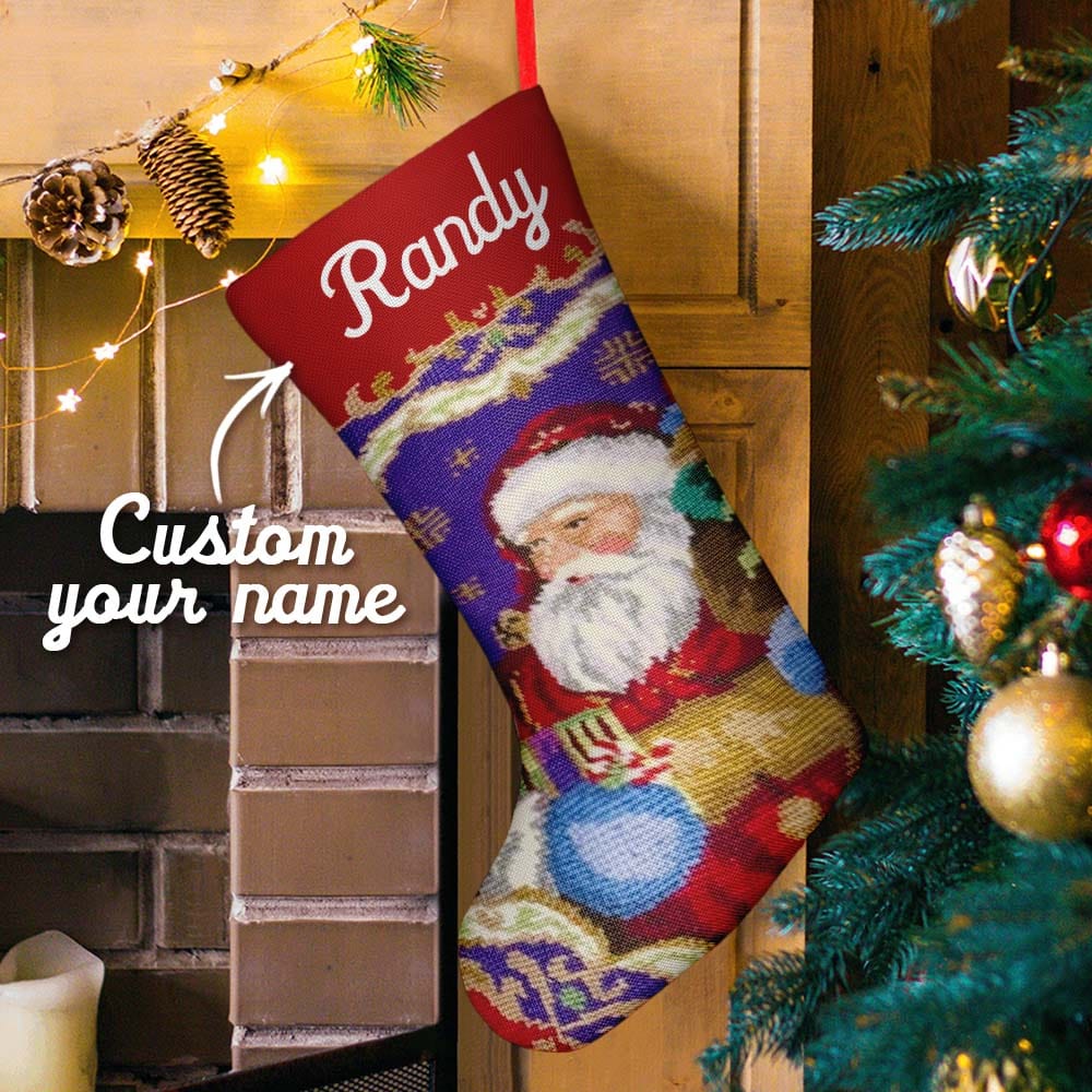 Custom Name Christmas Stockings Ornament Personalized Needlepoint Stocking Custom Name Christmas Stockings Christmas Gifts