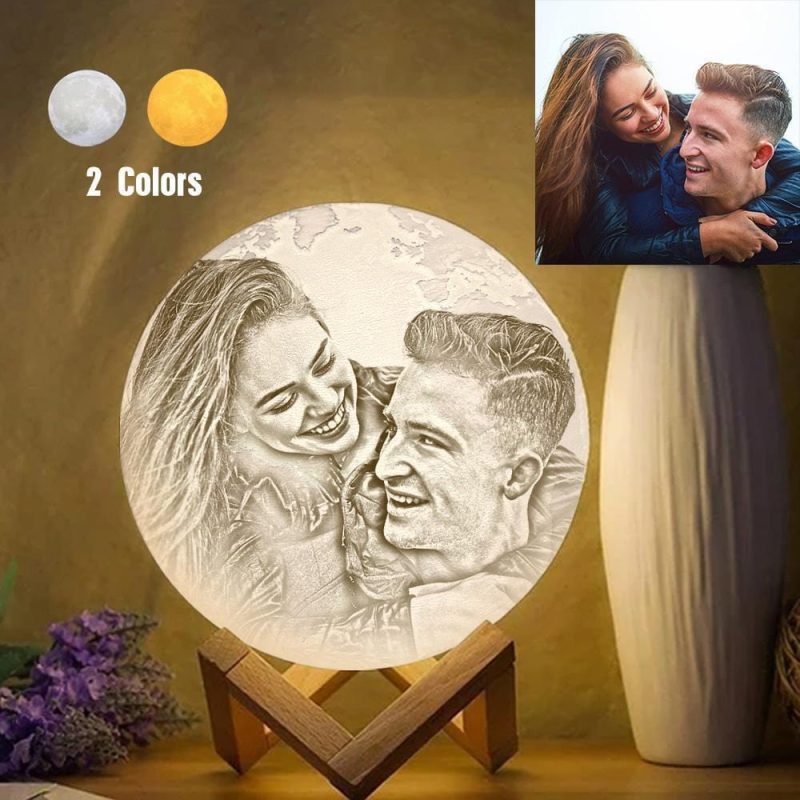 Customized Earth Lamp Engraved Photo Lamp Christmas Gifts For Wife – Touch Two Colors (10-20cm)