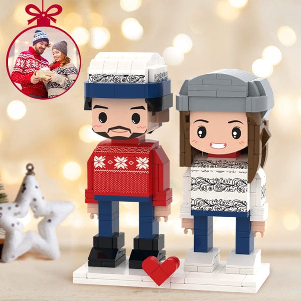 Custom Couple Christmas Gifts Customizable Fully Body Couple Brick Figures Persanalized Cute Face Brick Figures