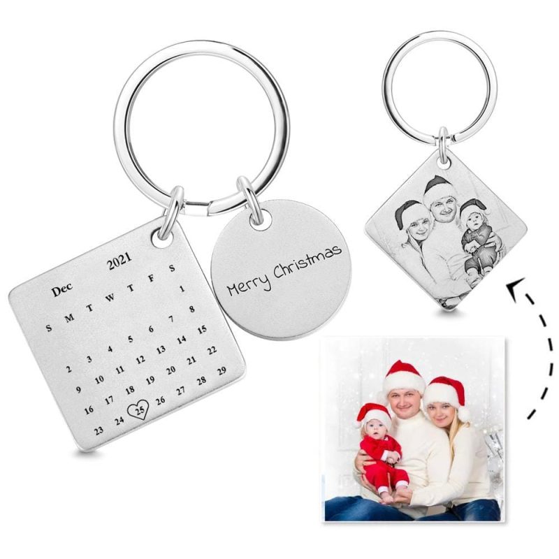 Date Keychain Custom Date Marker Christmas Gifts for Family
