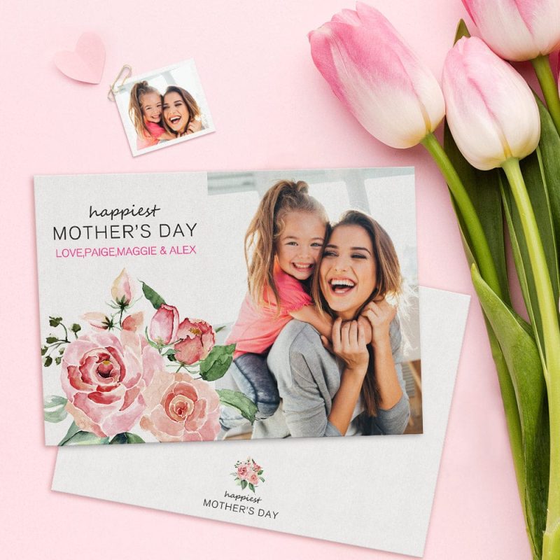Custom Mother’s Day Card Watercolor Flowers Greeting Card Gifts For Mother