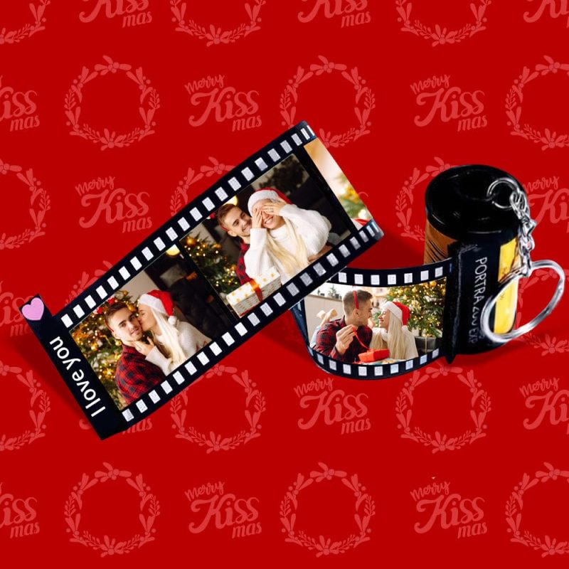 Christmas Gifts Custom Picture Roll Keychain With Text Gifts For Couple