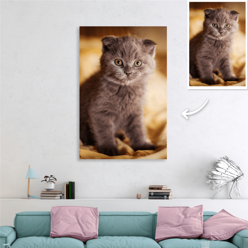 Cat Memorial Gift Custom Photo Canvas Wall Art Decor – 50*70cm