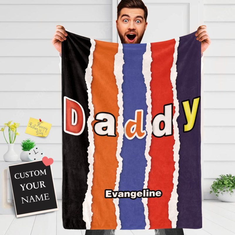 Custom Name Blanket Personalized Blanket for Dad Fathers Day Gift