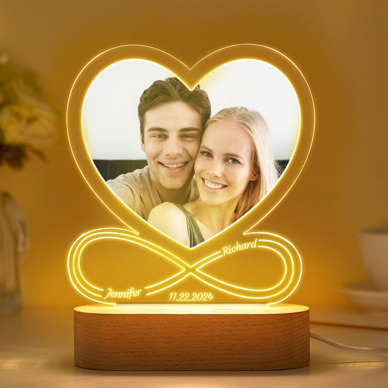 Personalized Gifts Night Light Love Lamp Infinite Love Customized Gifts for Women Men Couple Valentines Anniversary Customizable Gifts for Him Her Boyfriend Girlfriend