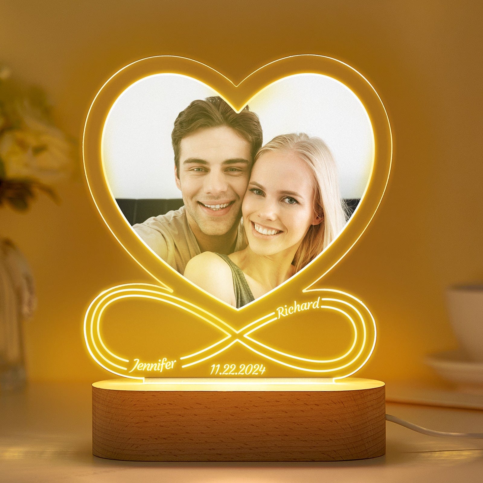 Personalized Gifts Night Light Love Lamp Infinite Love Customized Gifts for Women Men Couple Valentines Anniversary Customizable Gifts for Him Her Boyfriend Girlfriend