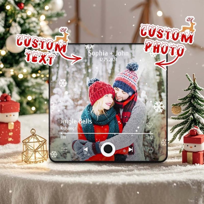 Custom Photo Music Fridge Magnet Christmas Gifts for Family Personalized Music Magnets Can Play Songs