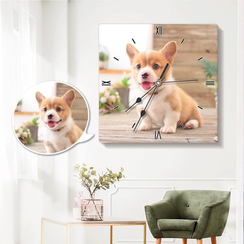 Custom Photo Clock Dog Memorial Gift For Dog Lovers – 20*20cm