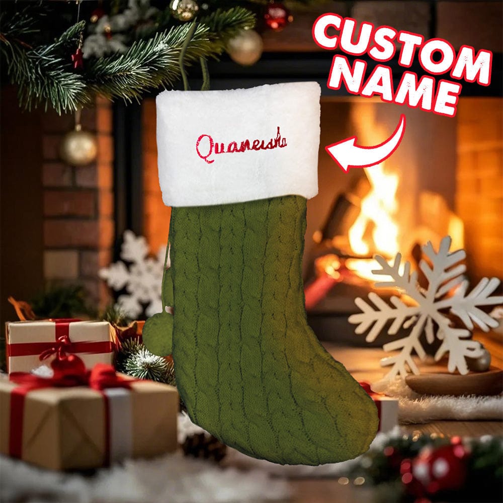 Personalized Christmas Stocking with Name Embroidery Xmas Stockings Decoration - Image 2